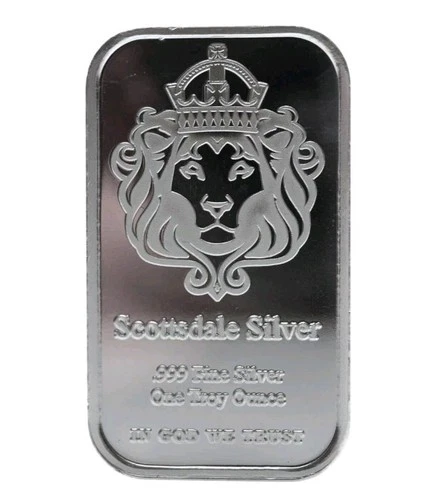 Silver Bar Scottsdale One Troy Ounce .999 Fine Silver Bar Scottsdale Silver Mint