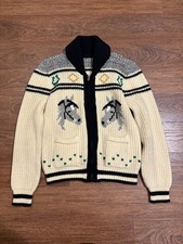 Vintage 1960s/1970s Horse Equestrian Cowichan Full Zip Sweater