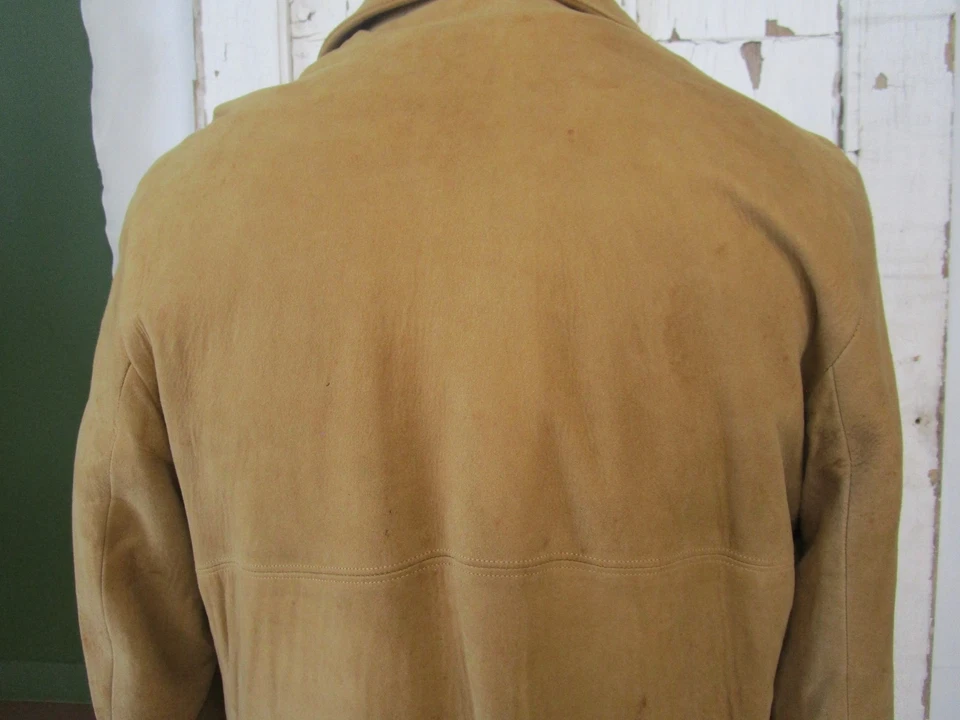 Mighty Mac винтажный желтовато-коричневый замши кожи состаренный куртка мужская M/42 с подкладкой повседневный - Изображение 4 из 4