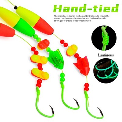 5 Stück Float Fishing Rig Set mit fluoreszierenden Schwimmern und Circle Hooks