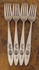 Oneida My Rose Set of 4 Dinner Forks Community Stainless Flatware Lot C