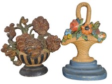 1920's 2 Flower basket doorstops Hubley and Albany factory