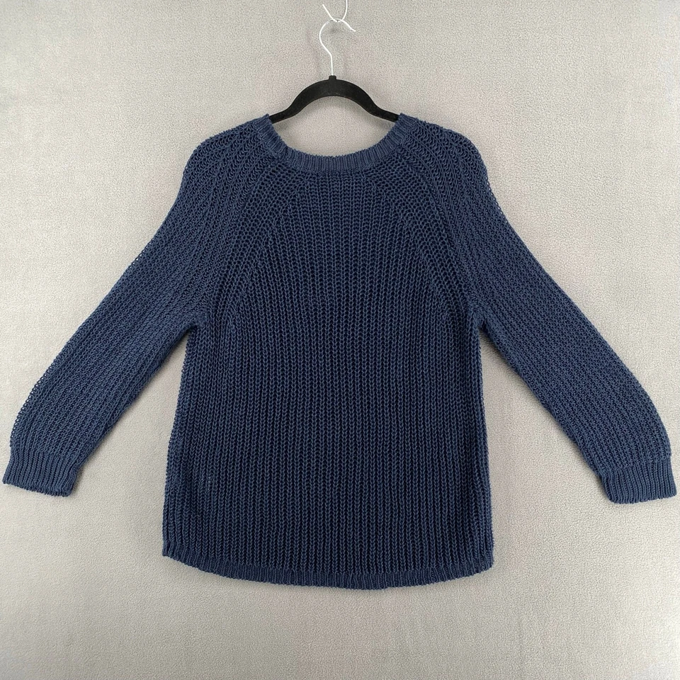 Suéter de Playa J Crew Calce Relajado Lino Para Mujer L Azul Marino Informal Tejido Transparente Foto 4 de 4