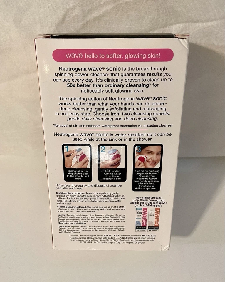 Limpiador eléctrico sónico Neutrogena Wave + 14 almohadillas de espuma de limpieza profunda - Nueva caja abierta Foto 2 de 4