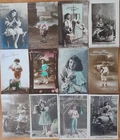 CHILDREN - HAPPY EASTER - 12 ANTIQUE GREETING CARDS - SMALL SIZE