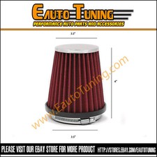 Red 3.5 Inches Inlet 89mm Cold Air Intake Cone Dry Type Narrow Filter Ns