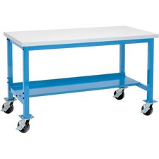Mobile Production Workbench Plastic Laminate Square Edge 72"W x 36"D Blue