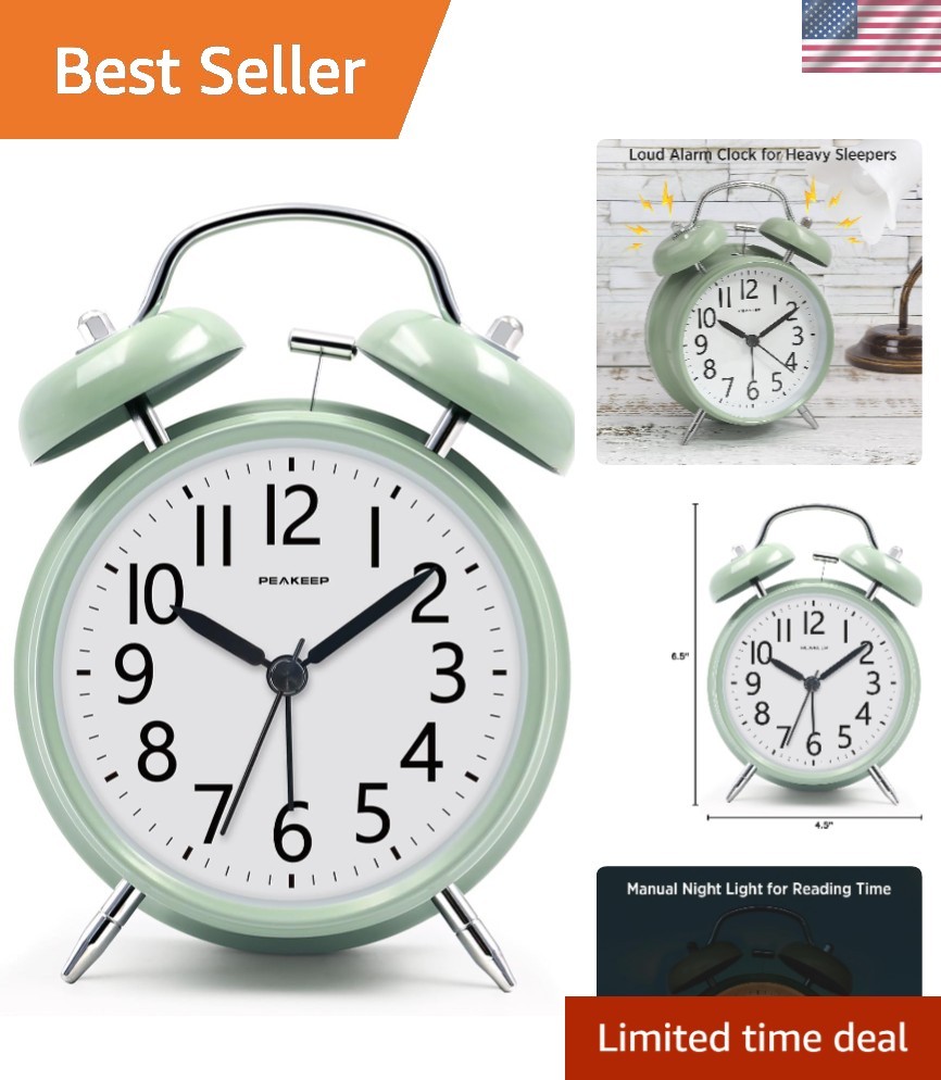 Antique Inspired Loud Alarm Clock - Classic Twin Bell Design for Home Decor