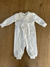 VTG 80s Mothercare Baby White One Piece 0-6 Months Baptism Christening Outfit