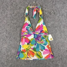 Trina Turk Tankini Top Womens Size 4 Multicolor Floral Halter Swimwear NWT