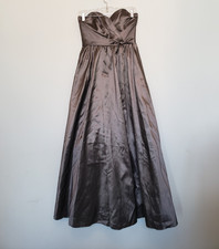 Alfred Angelo Womens 4 Bridesmaid Dress Prom Formal Strapless Shiny Gray Long