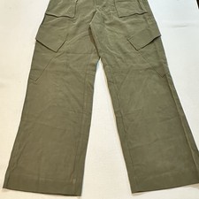 Peace Love World Cargo Pants Womens US 8 Olive Green Wide Leg Stretch Pull-On