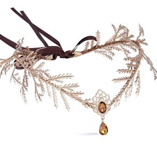 Elegant Gold Woodland Floral Circlet Elf Fairy Headband for Ren Faire/Cosplay