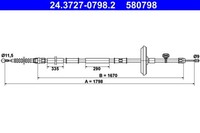 Bremsseil Seilzug Feststellbremse ATE 24.3727-0798.2 FüR Opel Astra Chevrolet