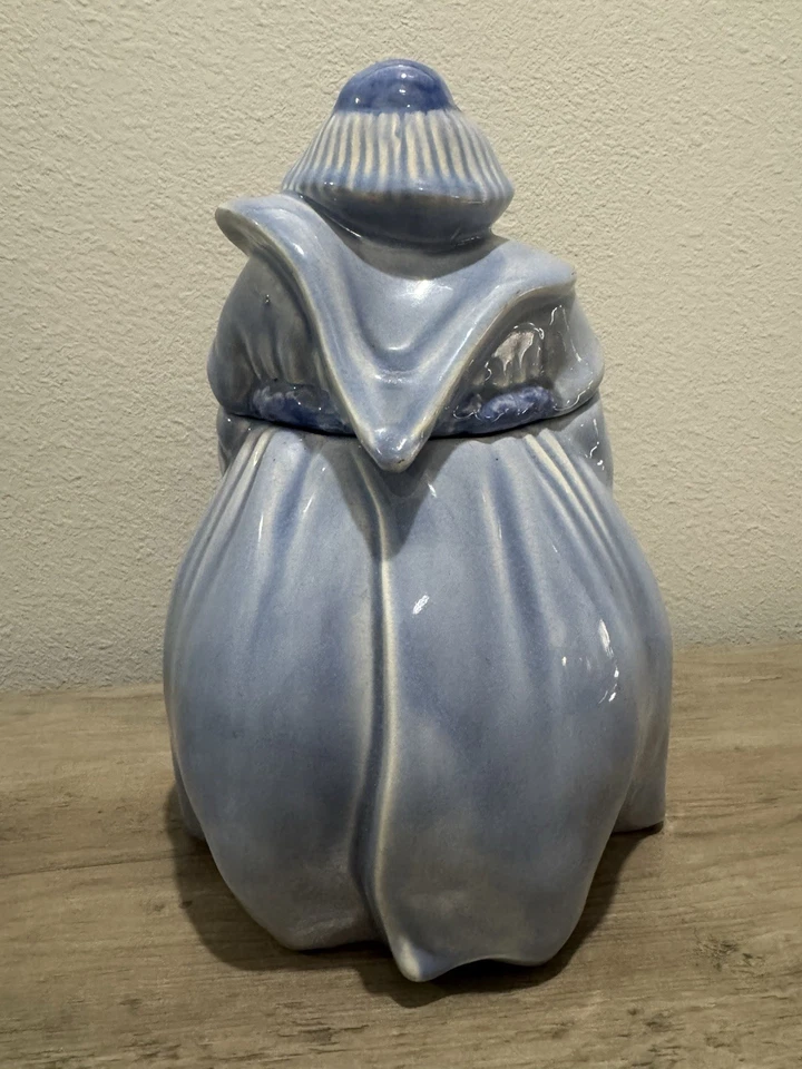 Vintage 1941 Red Wing Pottery BLUE Friar Tuck Cookie Jar "Thou Shalt Not Steal" - Image 4 of 4