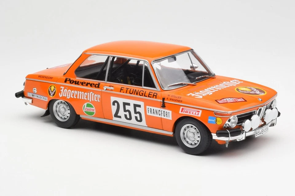 18RMC165 BMW 2002 Jagermeister n255 W.Stiller Rally Monte Carlo 1973 IXO 1/18 - Immagine 4 di 4