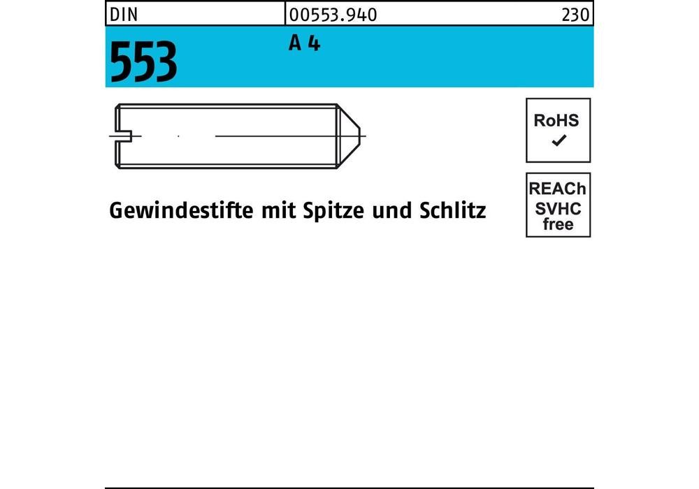 Рейхерный подъемник DIN 553 м.Schlitz/Spitze M 5 x 6 A 4