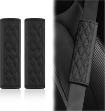 2PCS Car Seat Belt Cover Pads,Leather Seatbelt Covers Protect Shoulder Black
