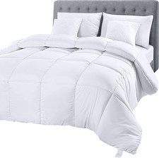 Bedding Comforter Duvet Insert, Quilted Comforter with Corner Tab Queen, White