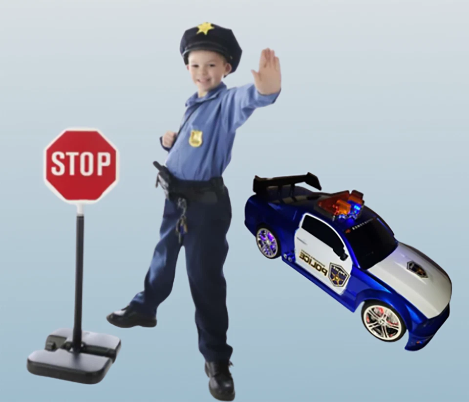 Control Remoto Juguete Coche Luces Sirena Policía Acción Deportes RC Regalo para Niños - Azul Foto 3 de 4