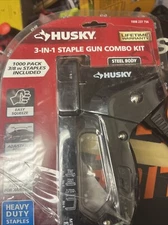 Husky Metal Staple Gun Set with 1000-Pieces 3/8 in. Staple