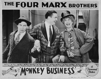 Lobby card Monkey Business 1931 Chico & Harpo Marx Retro Poster Photo 24X36