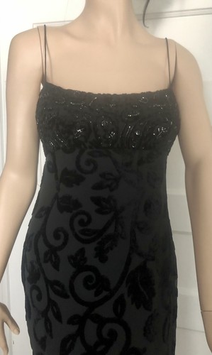 Haut noir perlé/pailleté Kay Unger avec robe velours burn out taille 4 excellent état - Photo 5/10