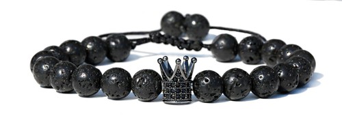 Men's Cubic Zircon Crown Beads Bracelets Natural Tiger Eye Adjustable Bracelets - Picture 6 of 34