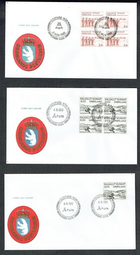 1980 AND 1983 GREENLAND FDC'S (3). FINE. SEE SCANS.
