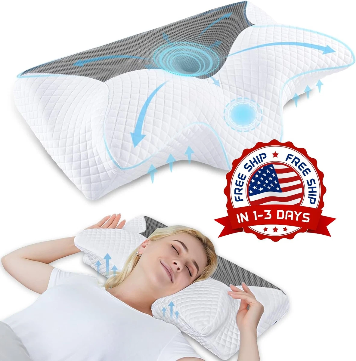 1 Almohada de Espuma Viscoelastica para Dormir con Funda Lavable y  Transpirable