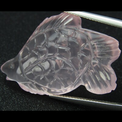 42.44Cts Amazing Natural Rose Quartz Fish Carving Shape Loose Gemstone