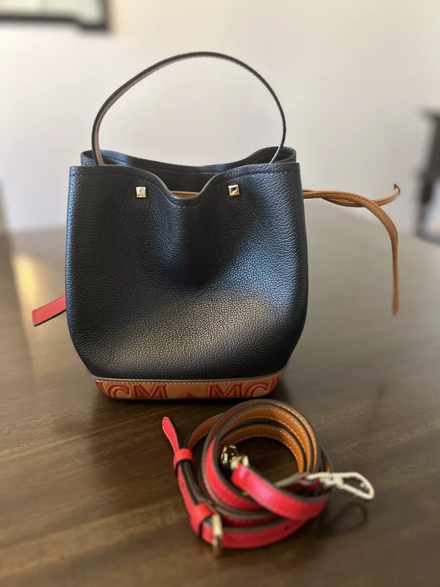 MCM Milano Mini Black Leather Bucket Bag