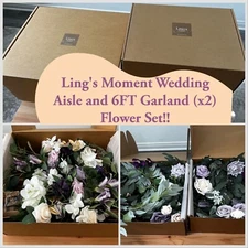 Ling's Moment, Wedding Aisle Runner, 6FT Garland x2 (Lilac & Gold) Flower Set!