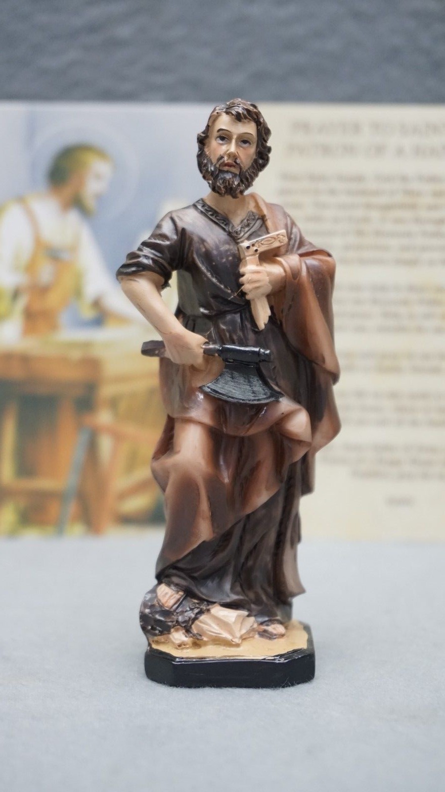 NEW Saint Joseph Statue 4.5" Hand Painted Religious Figurine Home