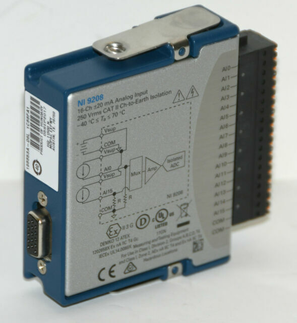NI 9208 16-Channel, ±20 mA, 24-Bit Analog Input Module (New)