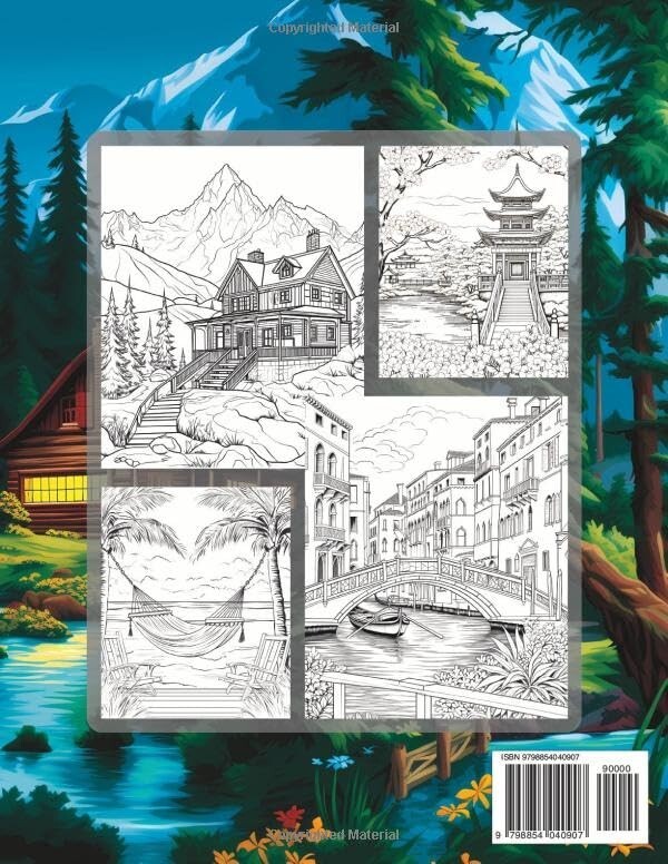 Peaceful Landscapes Adult Coloring Book: Amazing Pages for Stress ...