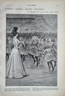 1901 DRUCK LONDON SCHULBEHÖRDE KINDER KÖRPERLICHE BEWEGUNG ALBERT HALL