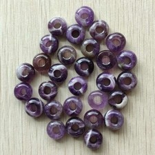 50pcs Natural Amethysts Stone Round Big Hole Beads 14X8mm DIY Bracelet Necklace
