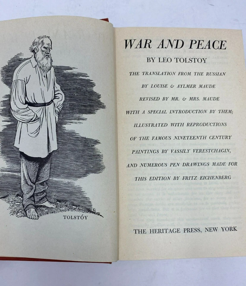 War and Peace by Leo Tolstoy: Volumes 1 & 2 - Heritage Press - HC/SC - 1938 - Image 3 of 4