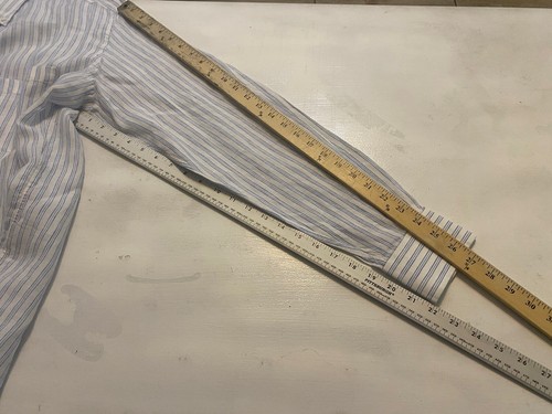 Men’s Loro Piana 100% Linen Long Sleeve Button Up Blue Striped Shirt Size 18/45 - Picture 10 of 13