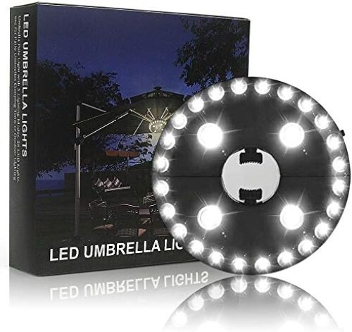 Patio Umbrella Light 3 Lighting Modes Cordless 28 LED Lights at 200 lux- 4 x AA - Picture 6 of 7