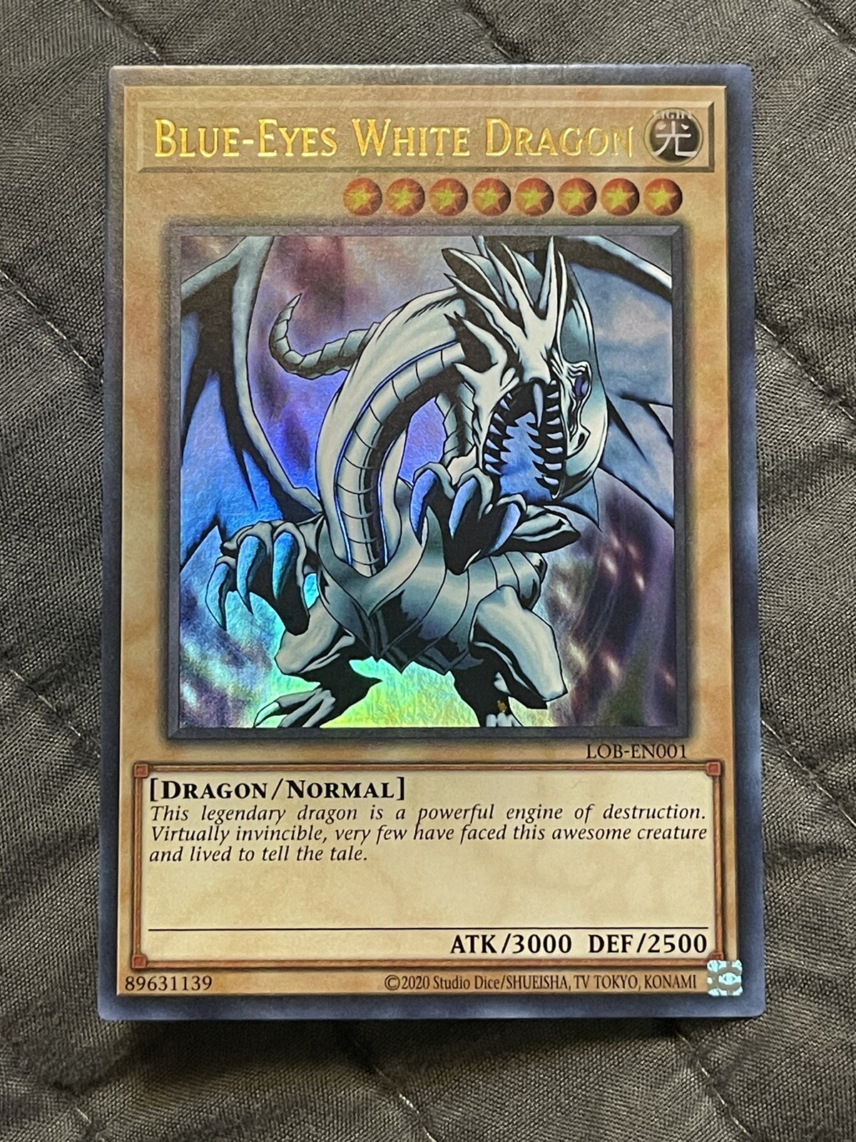 Blue eyes white dragon “Golden Foot” Misprint One Of A Kind LOB 25th