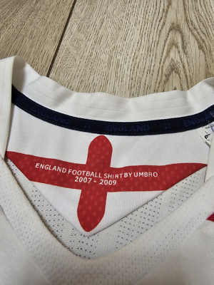 Maillot Angleterre Domicile Signé Wayne Rooney 2007-2009 - Taille L - Umbro - Occasion Rétro