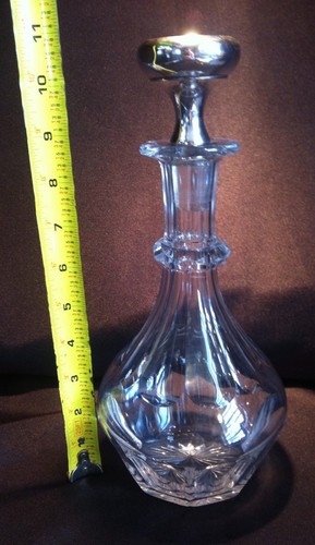 Cut Glass Decanter with Monogramed Sterling Silver Top - Picture 6 of 8