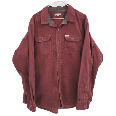 Eddie Bauer Mens Size XXL Button Down Shirt Burgundy Duel Pockets Textured  | eBay