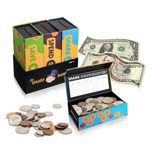 Smart Piggy Bank Trio Set for Kids- 3-in-1 Novelty, Money-Wise Educational To...
