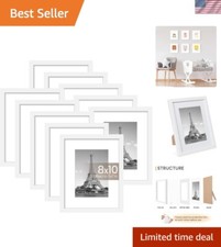 8x10 Picture Frame Set of 10, Display Pictures 5x7 with Mat or 8x10 Without M...