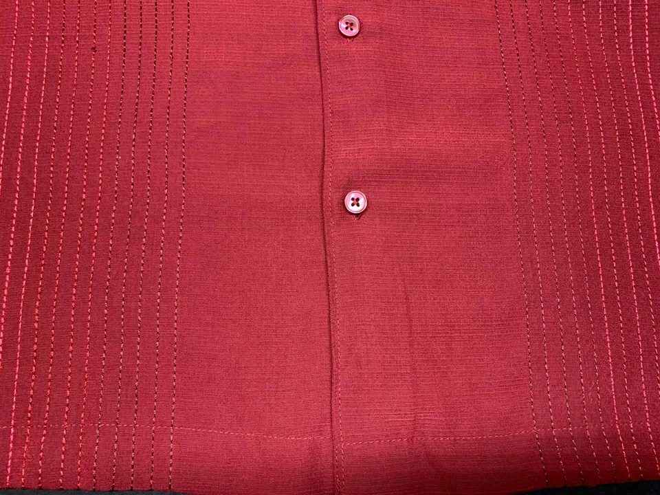 Cubavera Mens Lounge Button Front Long Sleeve Red Polyester Shirt X Large XL - Image 3 of 4