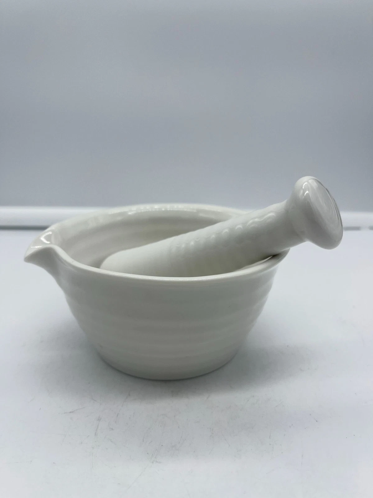 Sophie Conran for Portmeiron Mortar and Pestle White Ceramic New