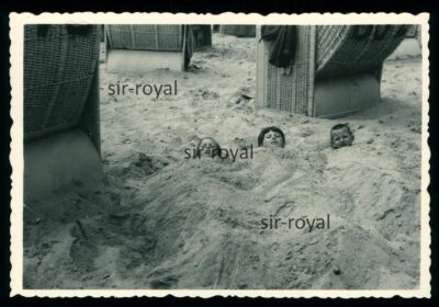 Göhren Rügen - children buried in the sand - GDR - 1970s - photo 10x7cm